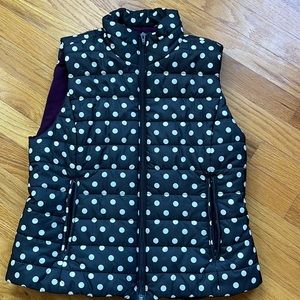 LOFT Polka Dots Puffer Vest Size S; dark grey with cream dots